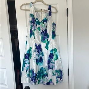 Blue and Purple Sleeveless V-Neck A-Line Mini Dress
